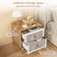 Table de chevet avec table d'appoint en faux marbre avec 2 tiroirs coulissants-958468148