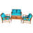 Acacia Wood 4 - Person Patio Conversation Set with Cushions