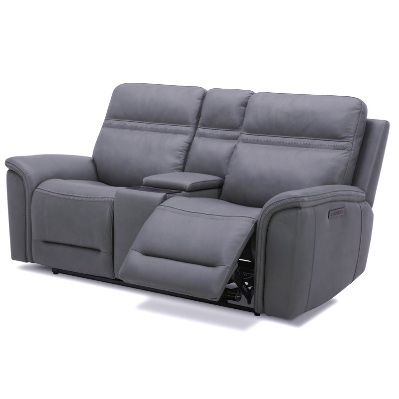 Causeuse inclinable électrique en cuir 79 po Cabrero, Gris