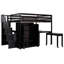 Lit mezzanine pleine grandeur pour les adolescents et les adolescents avec escaliers, bibliothèque, tiroirs, bureau et garde-robe - Luminaire de chambre à coucher optimisant l'espace-1175346942-1175346943