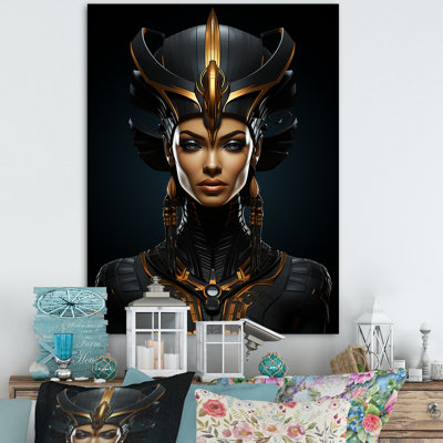 Or et noir, reine Néfertiti d'Egypte, Portrait I - Art mural égyptien