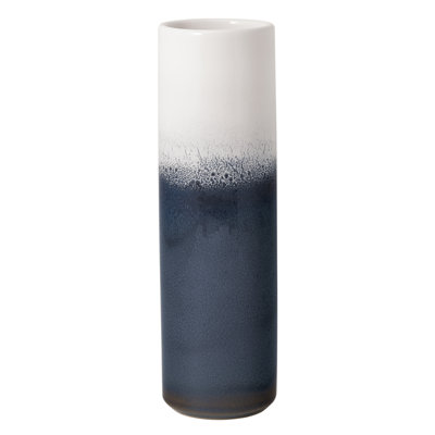 comme. par Villeroy & Boch - Vase cylindrique Collection Home, 3 x 9,75 po, grès, glacis réactif, bleu / blanc