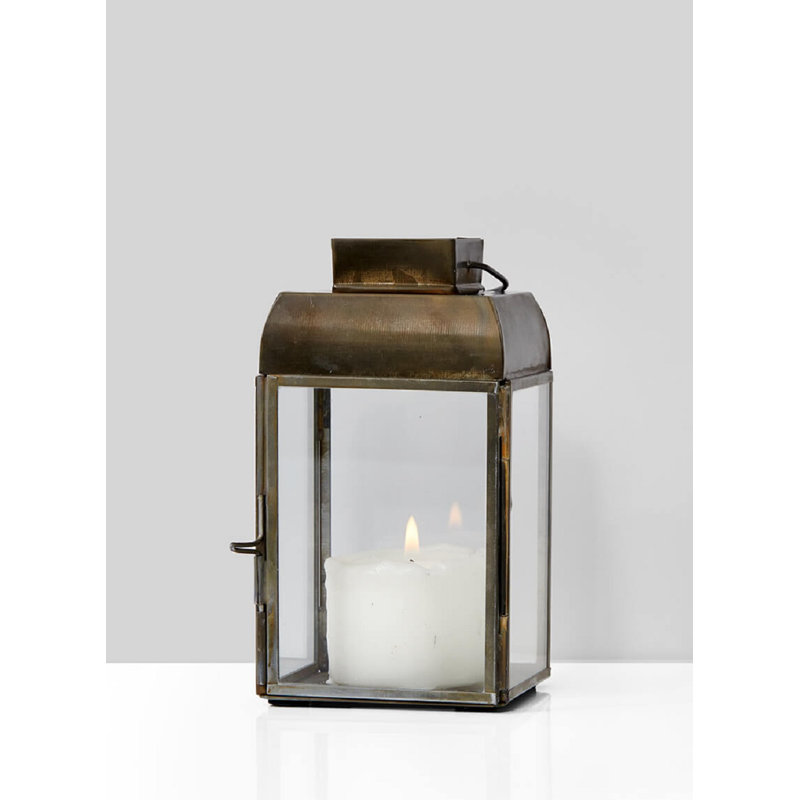 Metal Tabletop Lantern, Gold , 5.75" H x 3" W x 3" D