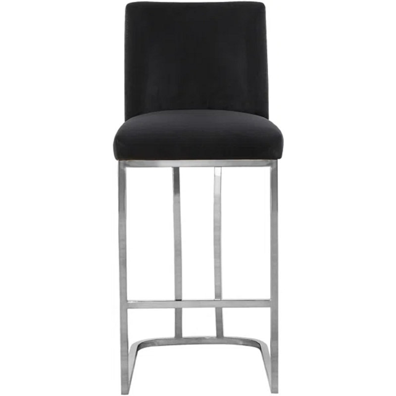 Tabouret de comptoir 26 po Heidi, Velours noir, Chrome