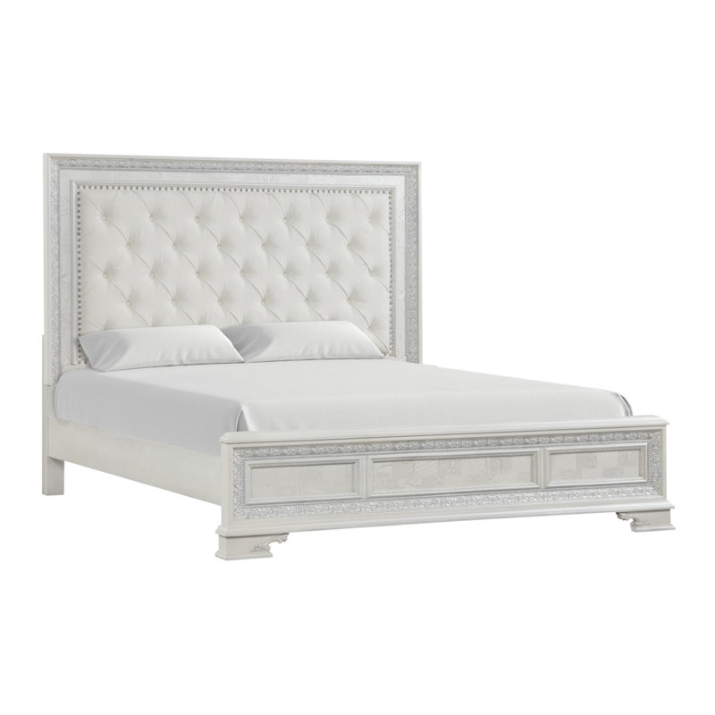 Grand lit double, blanc crème, Grand