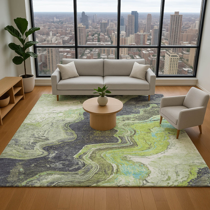 Premium Machine Washable Jakiyra AMF1907 Abstract Rug, Rectangle 10' x 14'
