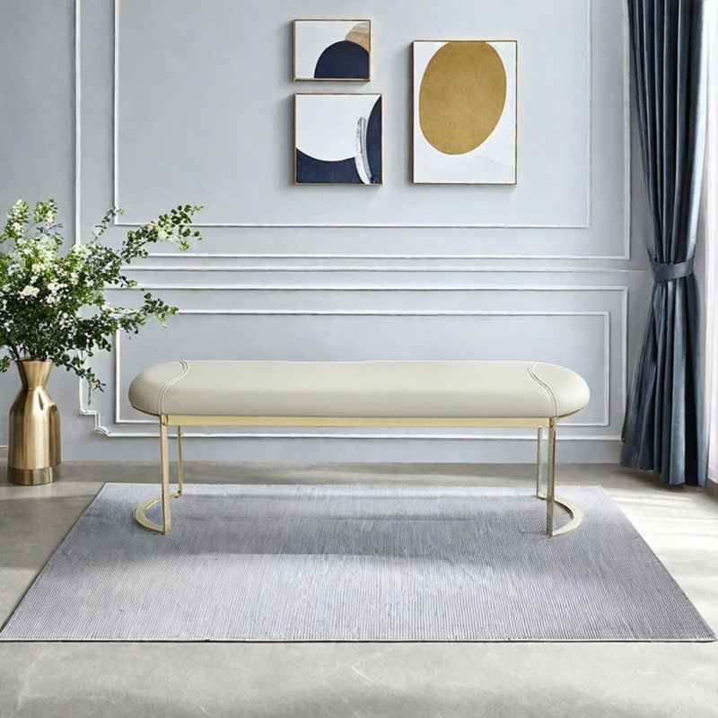Simple banc vestiaire rembourré confortable, H 17,72 po x l 47,24 po x P 15,75 po