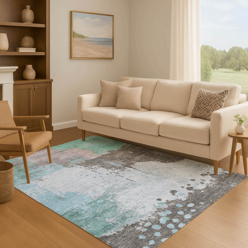 Premium Machine Washable Abstract Rug, Rectangle 2'6" x 3'10"