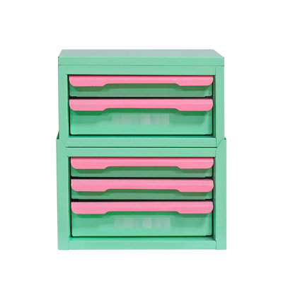 Drawer - Style Organizer, Pink, 5 Drawers, Steel, Cosmetic Storage, Food Storage Multi Compartment, Five Drawer Built In Handle, Easy