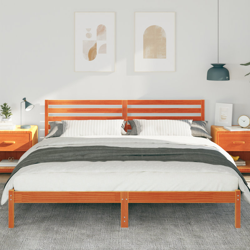 Solid Wood Bed Frame, Super King (6'), Wax Brown