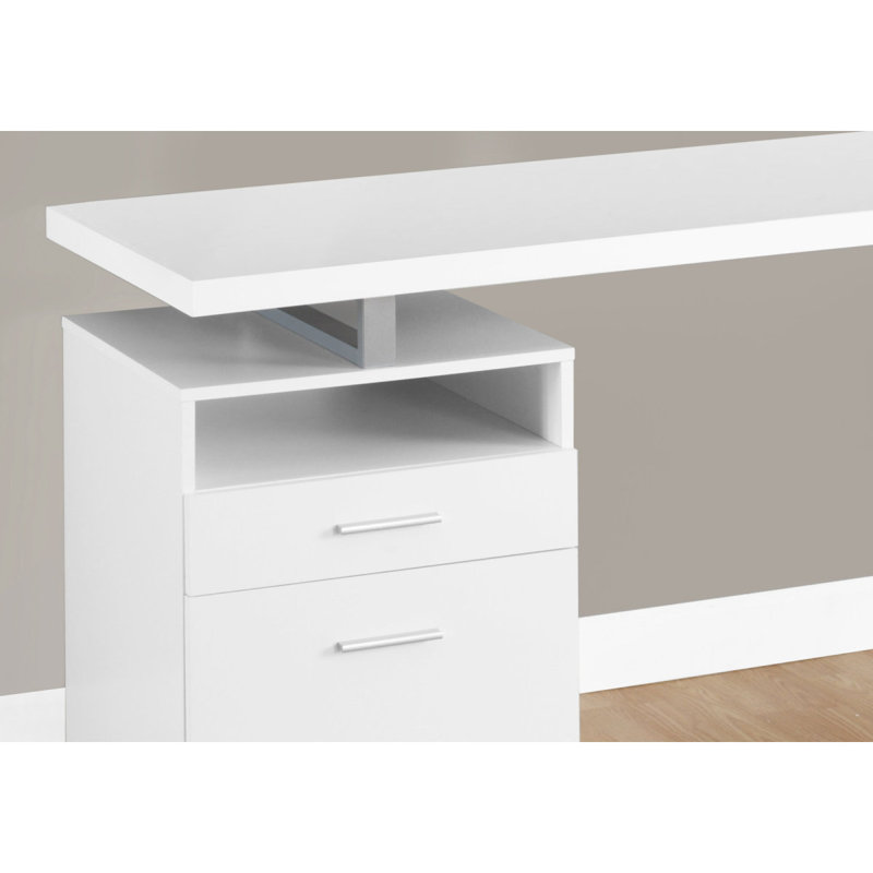 Bureau d'ordinateur, bureau personnel, ordinateur portable, installation à gauche, à droite, tiroirs de rangement, L 60 po, travail, stratifié, métal, contemporain, moderne