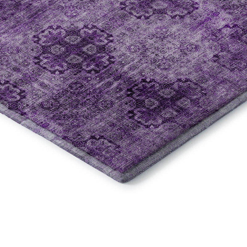 Tapis aubergine de qualité supérieure lavable à la machine Cerrito AMF557, Rectangle 1 pi 8 po x 2 pi 6 po