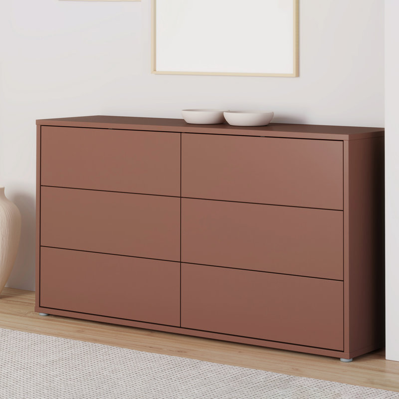 154.5 cm W Chest of 6 Drawers, Orange