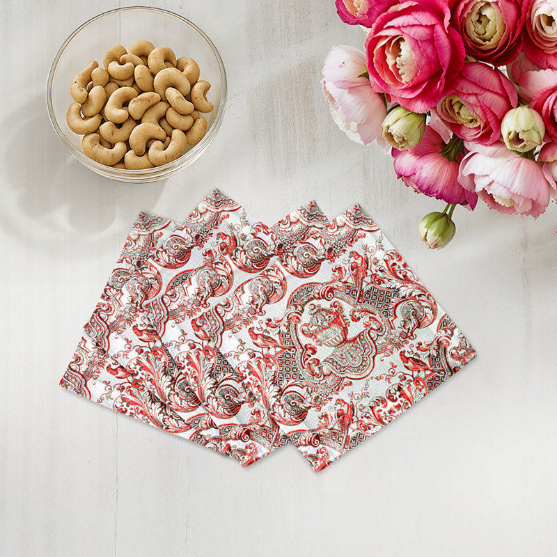 Cotton Blend Square Napkins, Red
