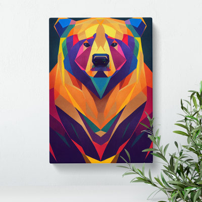 Geometric Bear No.7 Abstract - Wrapped Canvas