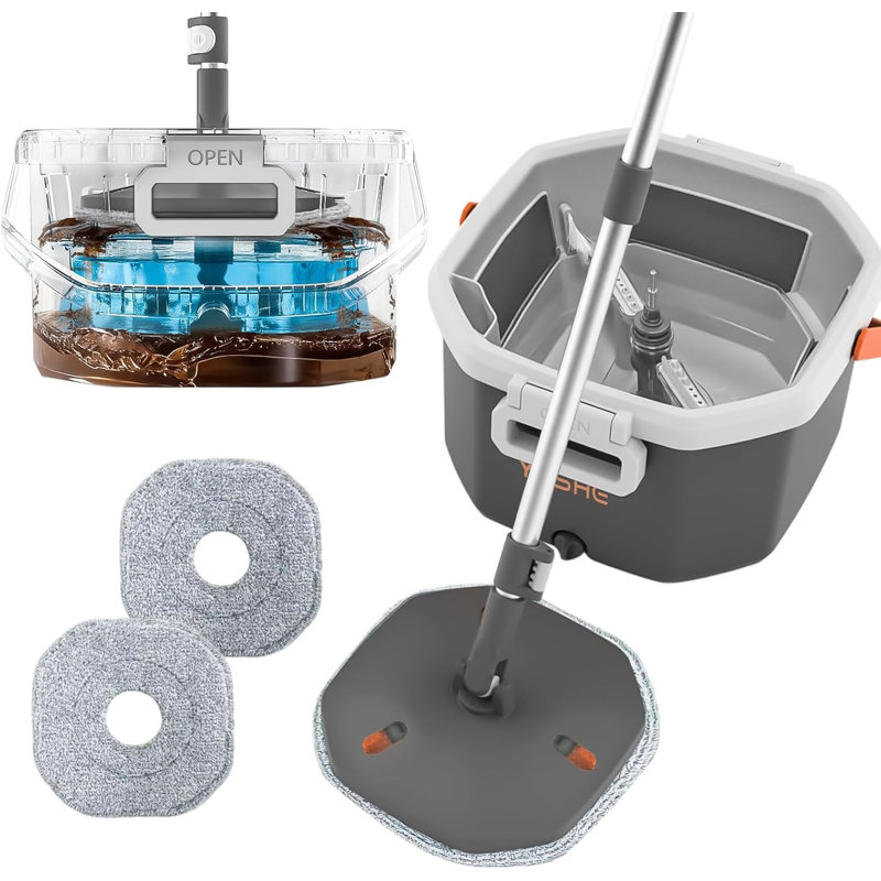 YASHE Spin Mop and Bucket System with True Clean Water Separation