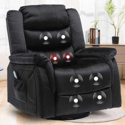 Recliner Chair Massage Rocker With Heat And Massage Reclining Chair 360 Degree Swivel Rocking Chair Home Theater Seating Side Pocket -  Ebern Designs, DED9A8C3FB7F49439CF572DB78FAF5AD