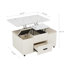 Table basse avec 4 tabourets, compartiment de rangement dissimulé, 2 tiroirs, table à manger pliante gain de place, jaune pour salon moderne - rangement caché, tiroirs