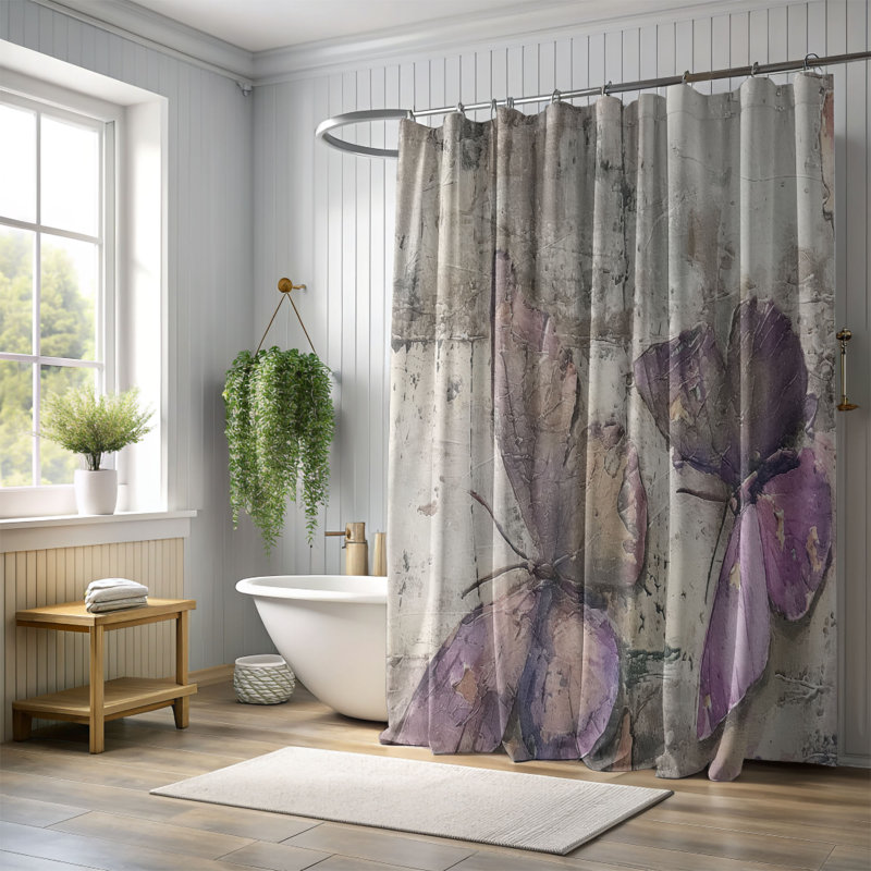 Tibbits Floral Shower Curtain, 74"H x 71"W