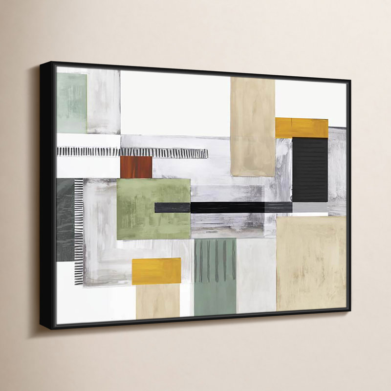 «Playful Blocks» par Tom Reeves, Pas de tapis, Cadre flottant noir, H 31,5 po x l 41,5 po x P 2 po
