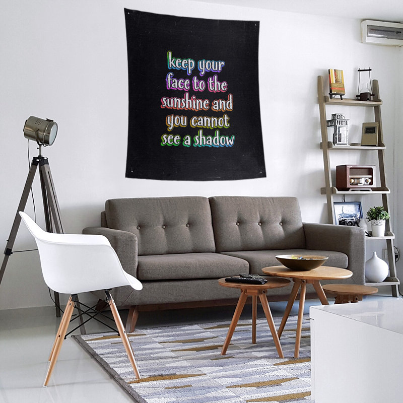 Tapisserie tableau noire quote optimise en polyester, Arc-en-ciel, H 80 po x l 68 po