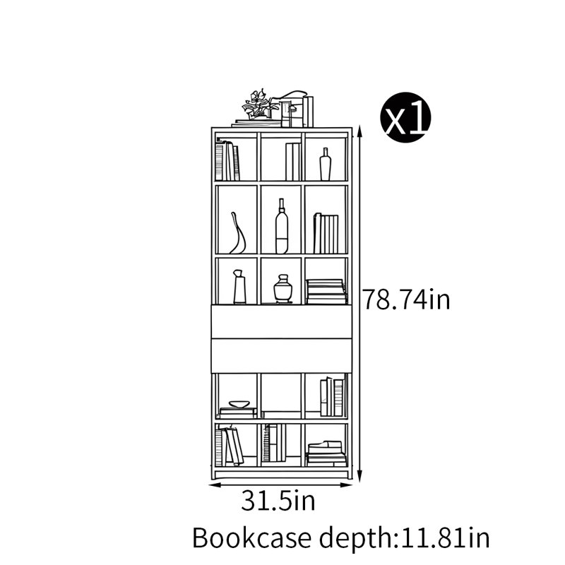 Italian light luxury style storage bookcase, Brown/White