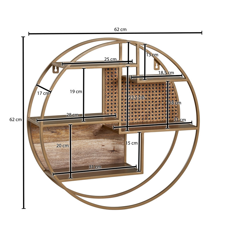 Vanscoy 5 Piece Circle Floating Shelf