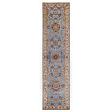Hand Knotted Wool Area Rug in Blue And Beige