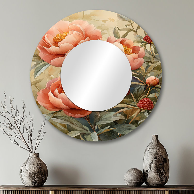 Pivoines dans la framboise - imprimé mural miroir floral - imprimé sur métal, 29 po x 29 po