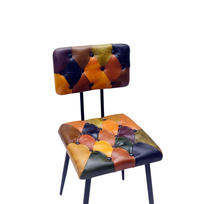 Hand-Finished Patchwork Dining Chair, Sturdy and Comfortable - Ideal for Dining Room, Living Room, or Office Use