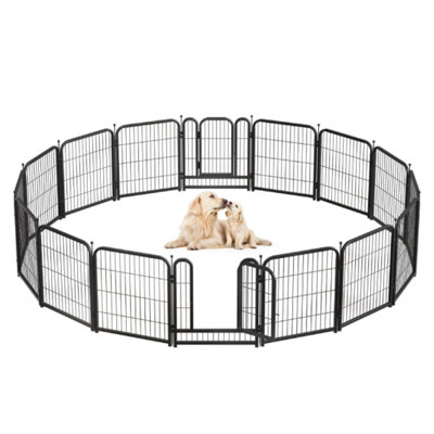 Petorldog Foldable 32" Dog Playpen With 16 Metal Wire Panels, Secure Fence For Yard, Rv Travel (Black-Silver)