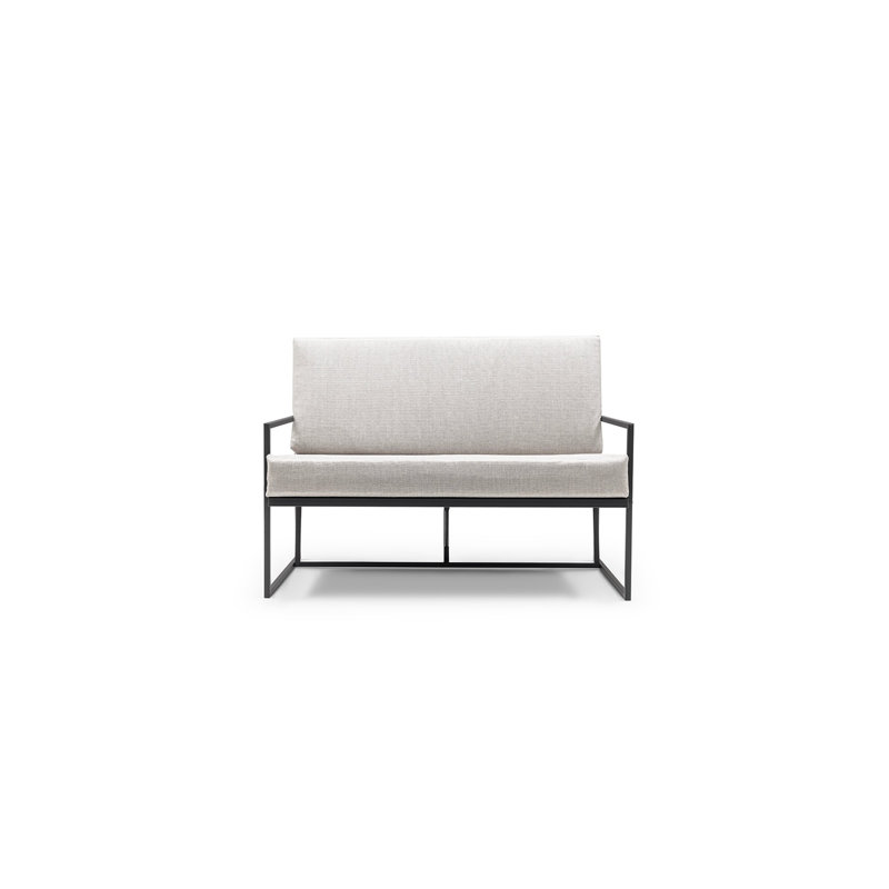 Anibella 124cm Wide Metal Loveseat with Cushions, Beige