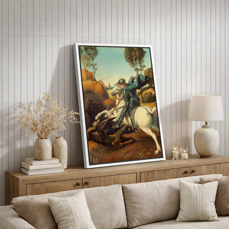 Saint George and the Dragon, œuvre d'art classique classique, images de combats de chevaliers médiévaux, impression sur toile encadrée