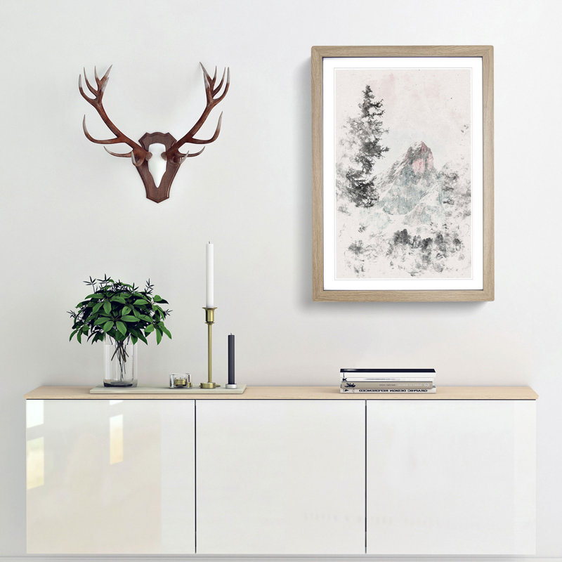 Mountain Peak - Picture Frame Painting Print, 33cm H x 24cm W x 2cm D, Oak Framed