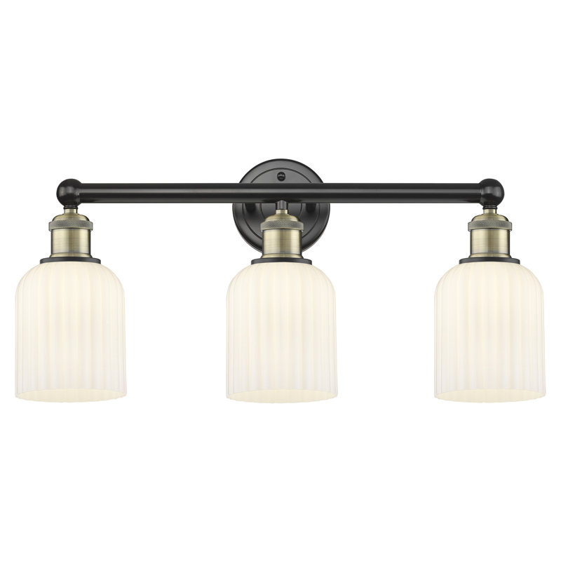 Edison Northgate 3 Light 23" Bath Vanity Light Shade, Black Antique Brass, White