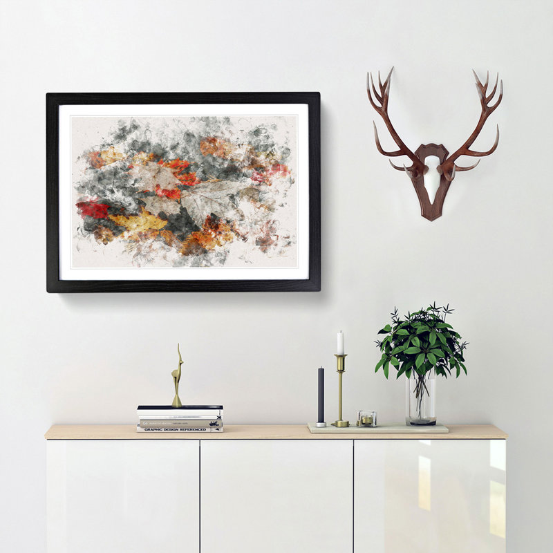 Leaves in Autumn - Picture Frame Painting Print, Black Framed, 62cm H x 87cm W x 2cm D