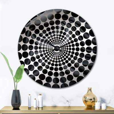 Silk Fractal Noir Curves III - Abstract  Fractal Wall Clock