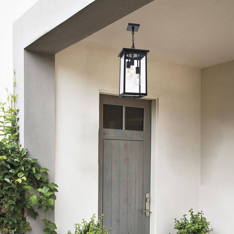 Hannover 3 - Light Outdoor Hanging Lantern, Matte Black, Clear