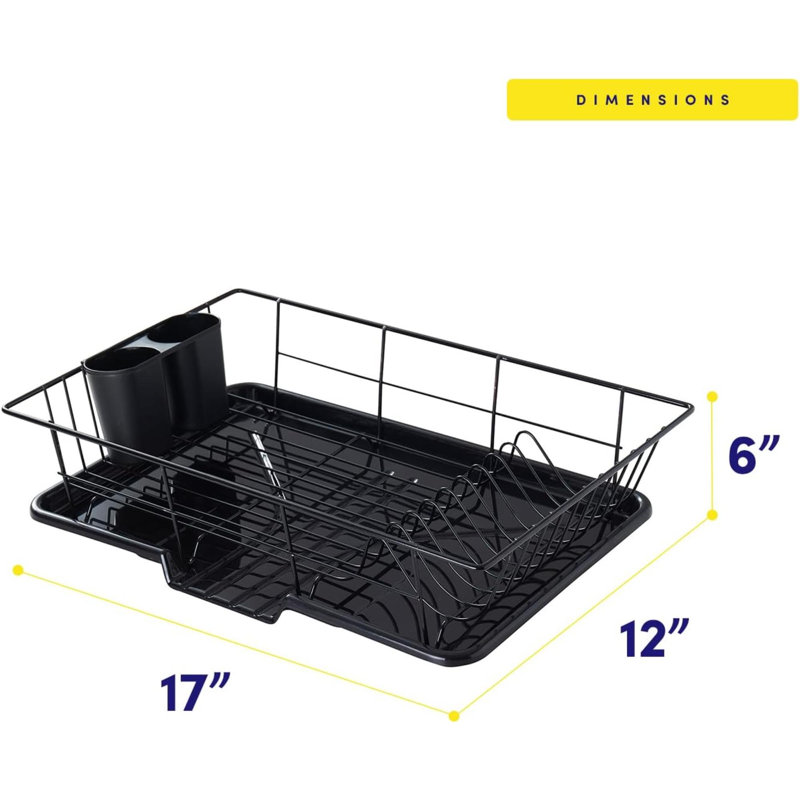Ensemble de 3 égouttoirs à vaisselle peu encombrants avec porte-couverts pour maximiser l'espace de comptoir