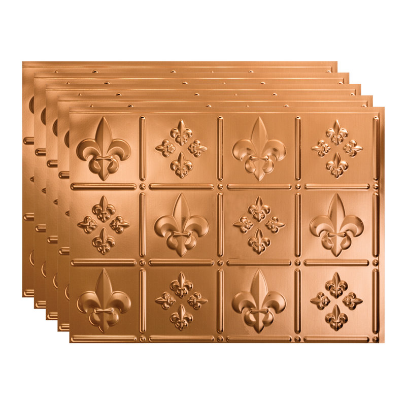 Panneau de dosseret décoratif en vinyle FASÄDE Fleur de Lis 18 po x 24 po, Cuivre poli