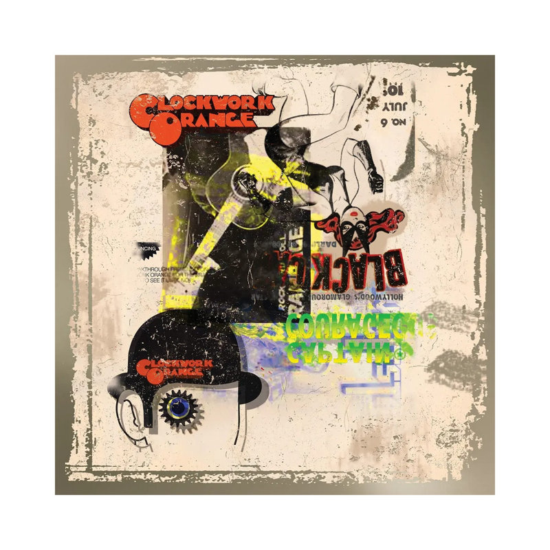 Horloge rouille de chat mécanique - reproduction d'art murale - toile tendue, 48" x 48", Gallery Wrapped Canvas, No Frame