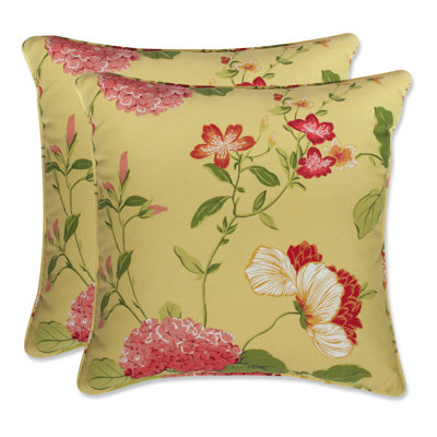 Floral Outdoor Reversible Throw Pillow