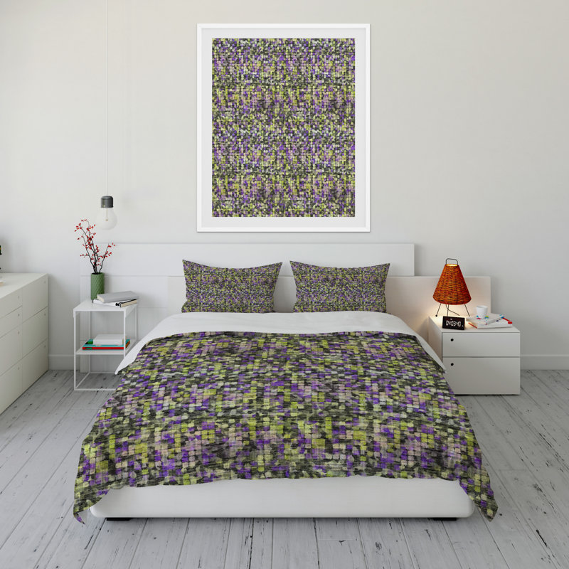 Polyester Twill Abstract Duvet Cover, Queen Duvet Cover + 2 Standard Pillowcases