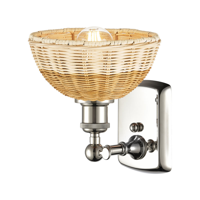 Bristol Natural II Steel Armed Sconce, Crème / nickel poli