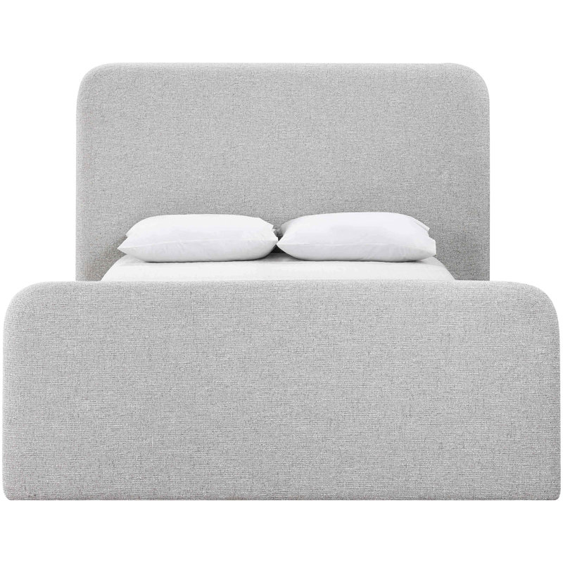 Lit tapissier en tissu texturé Fira Daliah, Tissu texturé en lin gris, Grand