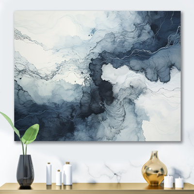 «Blue and White Marble River III», reproduction d'art sur toile abstraite