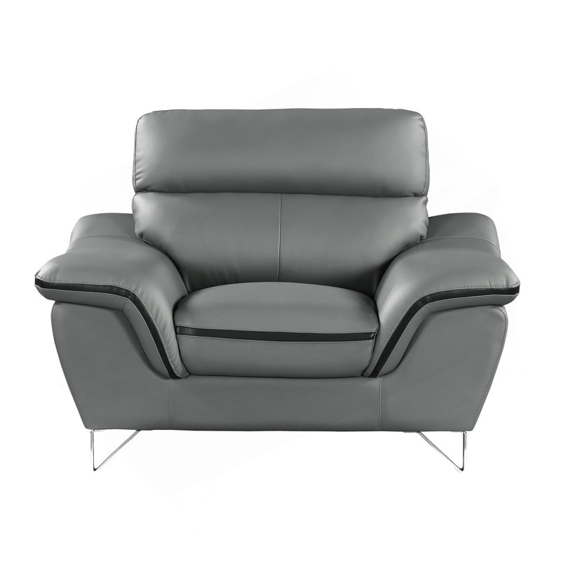 Genuine Leather Chair, Gray