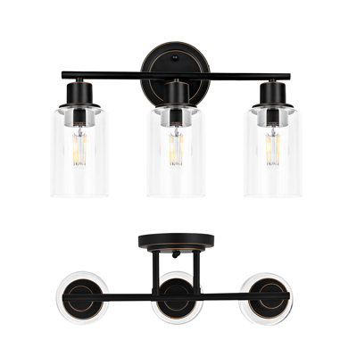  Bathroom Light Fixture with Clear Glass Shade