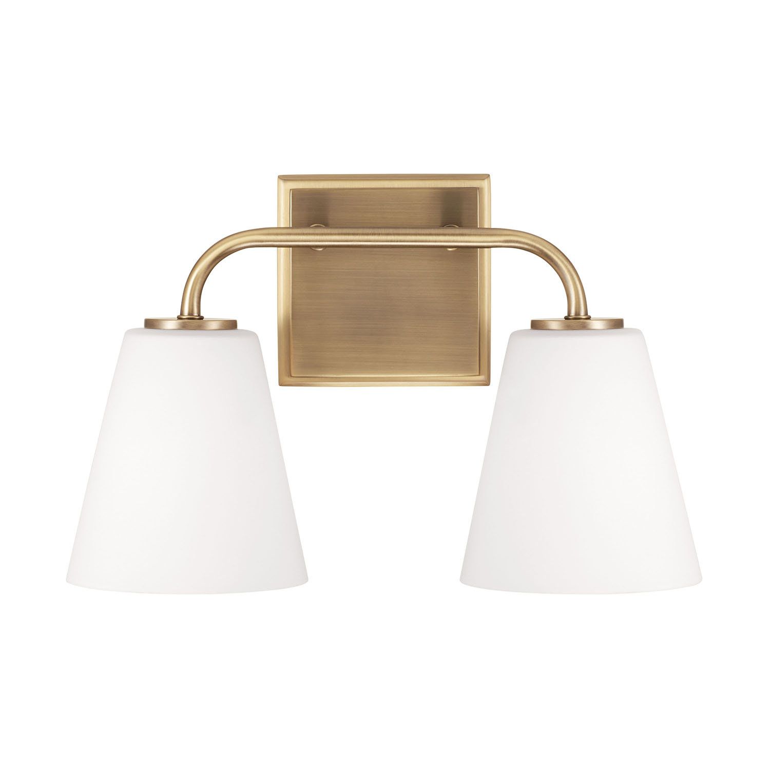 Crete 2 Light Frosted Dimmable Vanity Light, Aged Brass