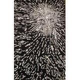 Tibetan Wool Abstract Area Rug in Black/Ivory
